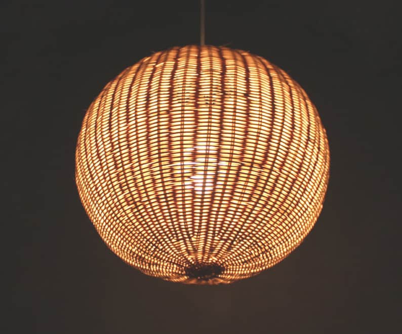 Sphere Rattan Pendant Lightsrattan Ball Lamp Shade With Close Etsy