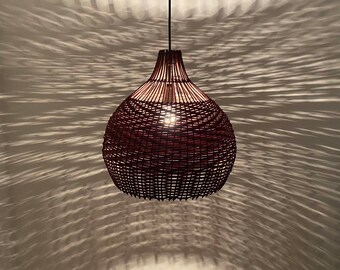 Handwoven Rattan Pendant Light, Brown Gourd-Shaped Bohemian Ceiling Light