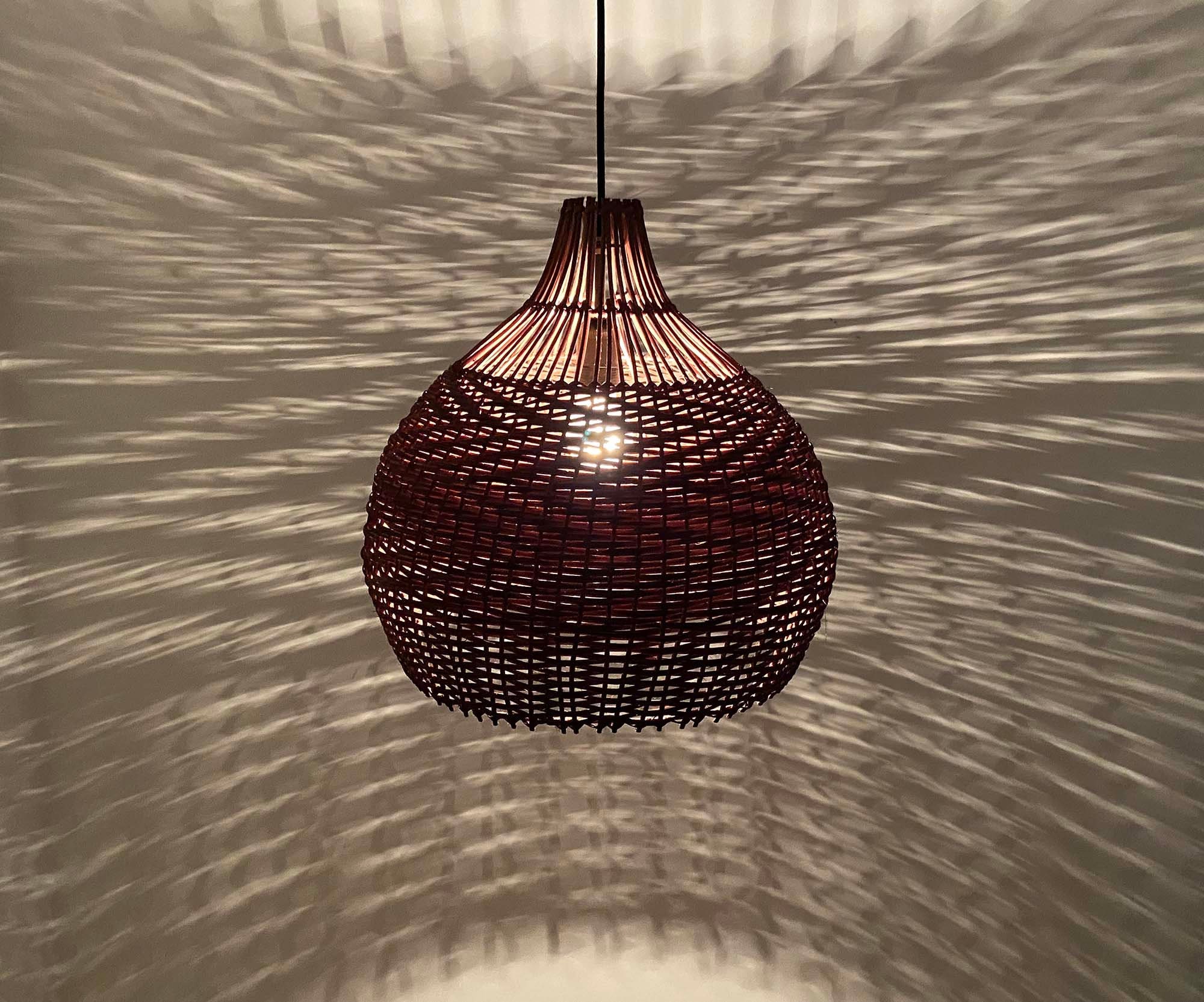 Handwoven Rattan Pendant Light, Brown Gourd-shaped Bohemian Ceiling ...