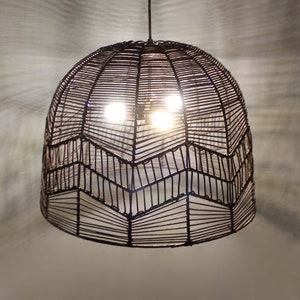 Black or Natural Rattan Dome Pendant 