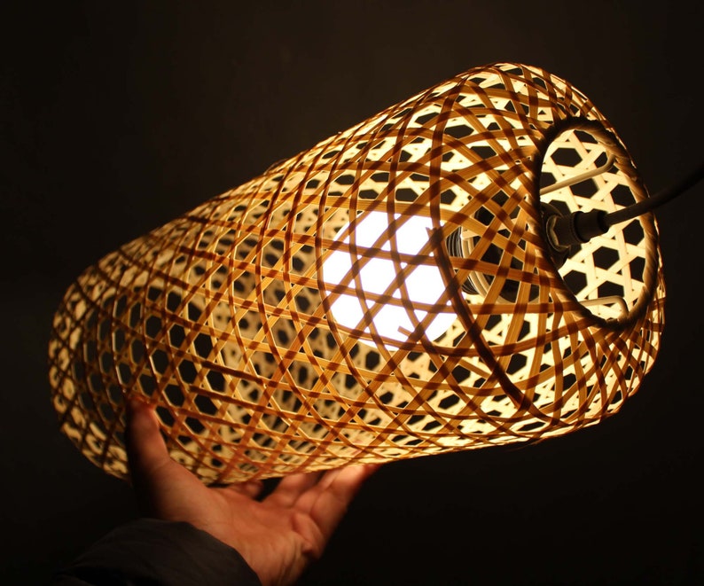 Natural Bamboo or Brown Rustic Style Bamboo Pendant Light - 3 - Pendant Lighting - iD Lights image