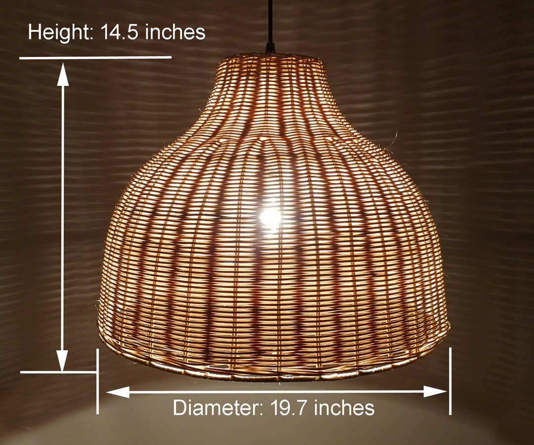 Bonatical Rattan Lighting Handwoven Rattan Basket Pendant Light, Rustic Lighting Fixture - Etsy