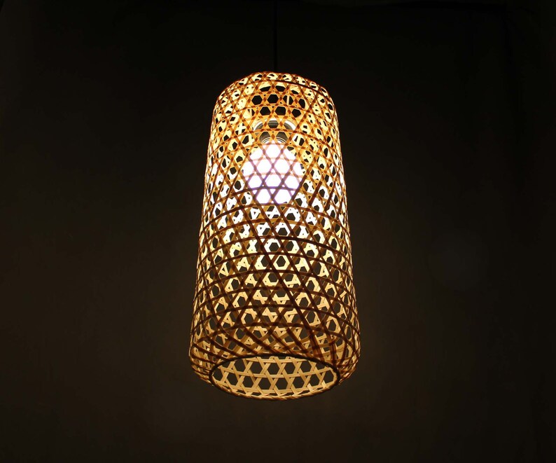 Natural Bamboo or Brown Rustic Style Bamboo Pendant Light - 4 - Pendant Lighting - iD Lights image