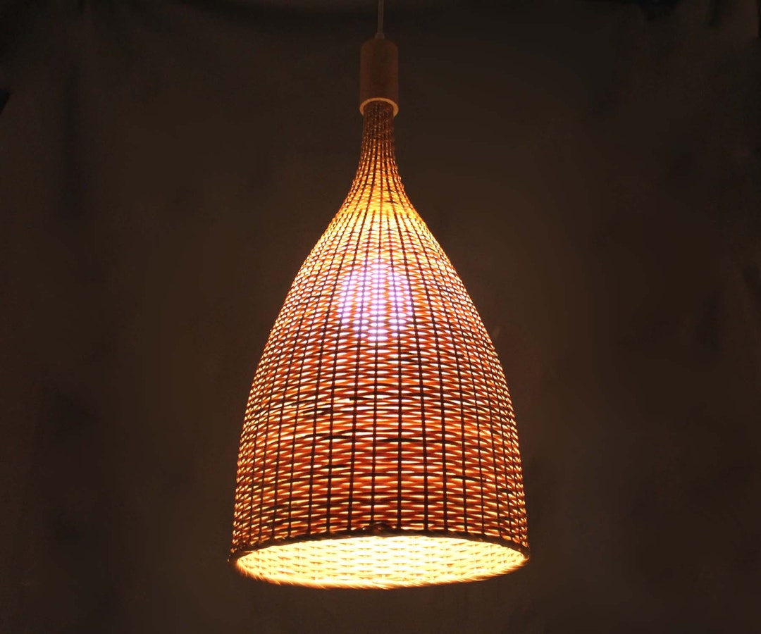 Cone-shape Bamboo Pendant Light: Rustic Decorative Lighting - Etsy