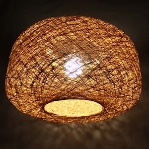 Handwoven Paper Rope Pendant Light: Rustic Wheel Lampshade (W21.5&#39;&#39;xH11.8&quot;)