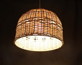 Handmade Rattan Pendant Light, Rustic Woven Chandelier