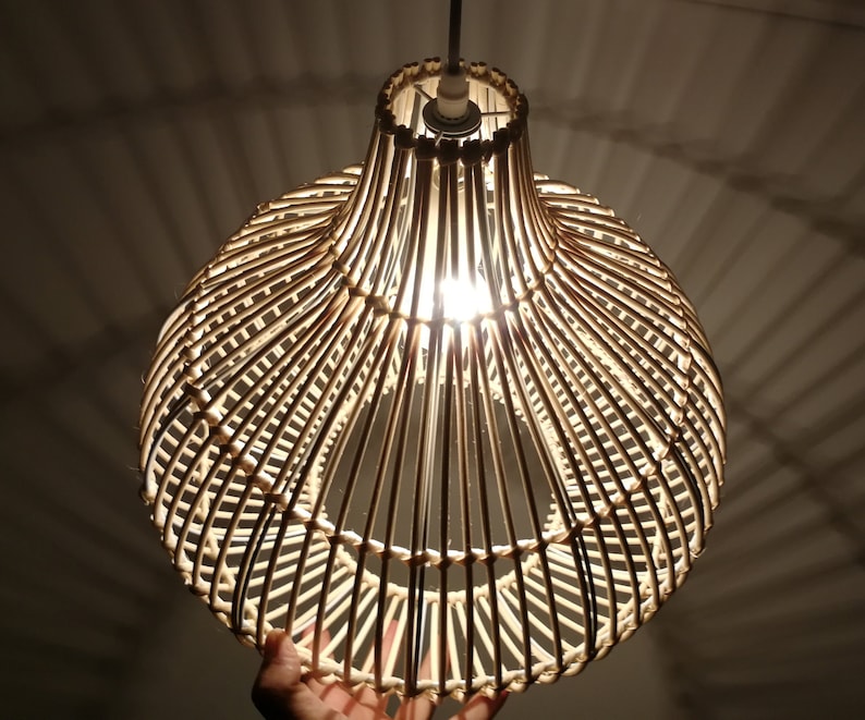 Handwoven Gourd Rattan Pendant Light, Farmhouse Chandelier (w15''xh15 ...