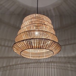 Handwoven Rattan Tower-shaped Pendant Light -Custom make it in other colors -UL or CE listed Pendant Light Kit -110-240 V -Free Shipping