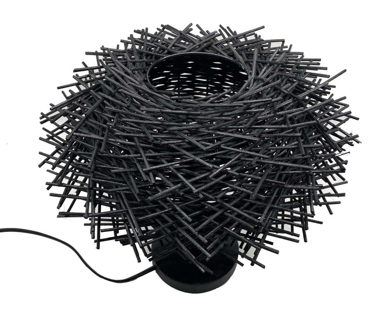 Black Bird Nest Table Lamp Black Desk Lighting Countryside Etsy