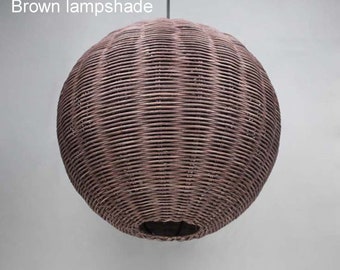 Brown Rattan Sphere Pendant Lights-Rattan Light Fixtures-Rustic Lighting-Ceiling Rattan Lampshade-Decorative Lamps-Counter Hanging Lamp