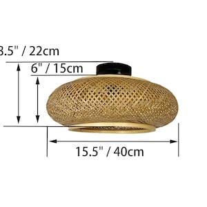 Handwoven Bamboo Flush Mount Ceiling Light - Eco-Friendly Lamp (W15.5&#39;&#39;xH8.5&#39;&#39;)