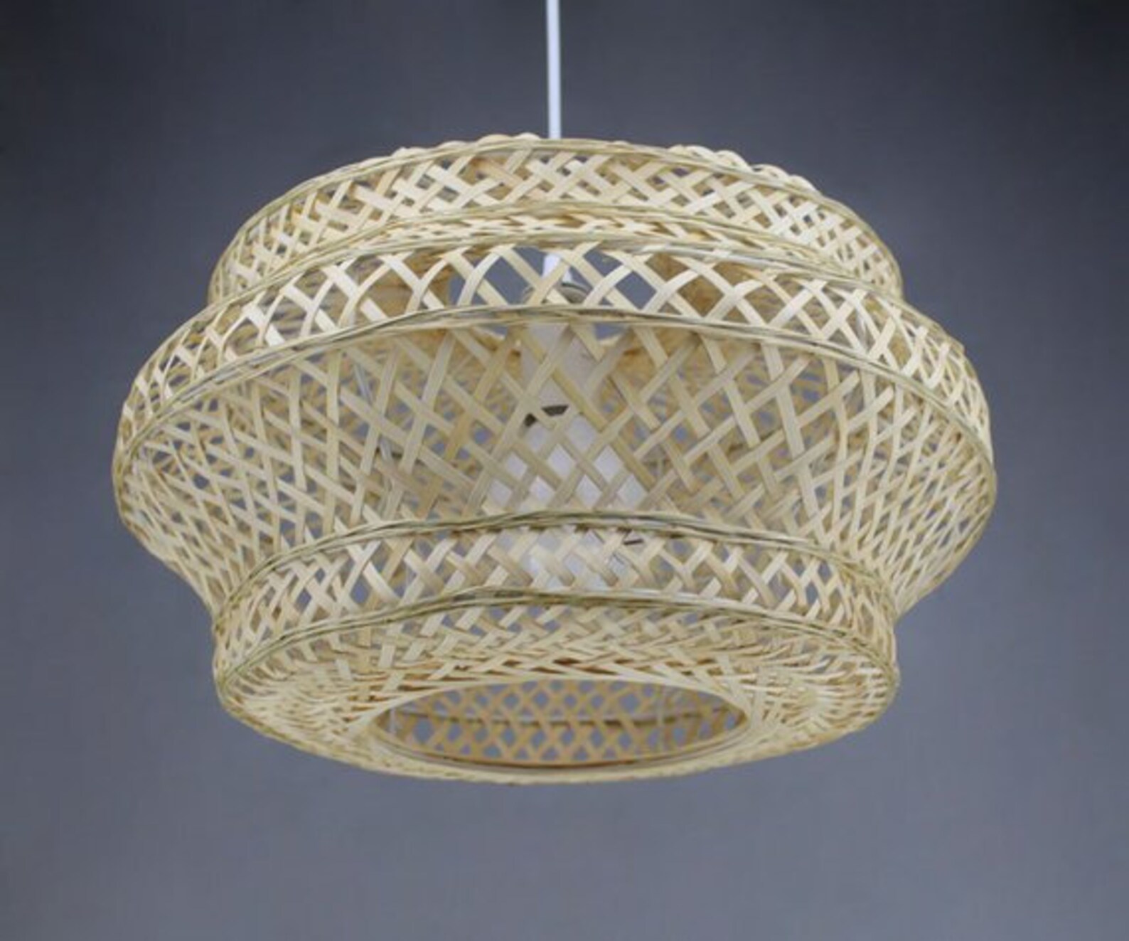 Natural Bamboo Lampshade Fixture Bamboo Lightingpendant Etsy