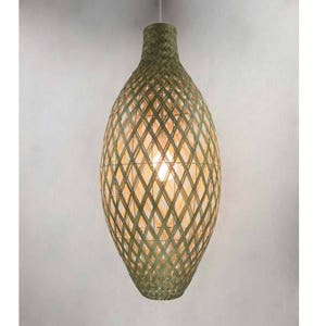 Handwoven Fresh Bamboo Pendant Light,Decorative Ceiling Light,Bamboo Lampshade Width 13.7&quot; by Height 31.4&quot;,Eco-Friendly Bamboo Lighting