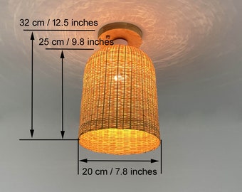 Hand Woven Bamboo Flush Mount Ceiling Light