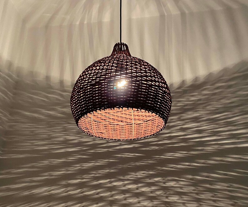 Handwoven Rattan Pendant Light, Brown Gourd-shaped Bohemian Ceiling ...