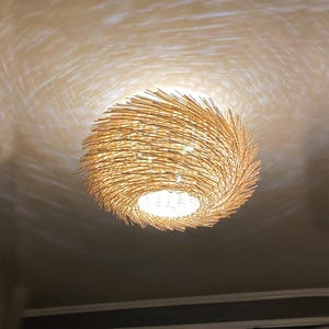 Rattan Ceiling Light,Handwoven Rattan Flush Mount,Ceiling Lighting Fixture,Rattan Semi-Flush Mount,Light Like The Milky Way,Shade Can&#39;t Move