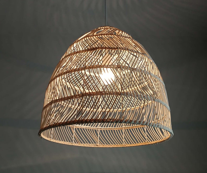 Hand Woven Wavy Rattan Pendant Light Modern Lighting Fixture Etsy