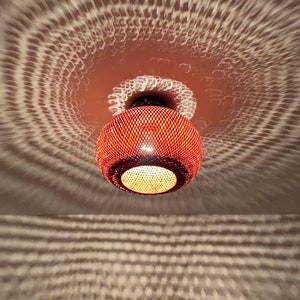 Accesorio de iluminación de montaje empotrado de bambú redondo marrón Lámpara de techo baja Iluminación semi empotrada 110-240V/50-60Hz Uso en todo el mundo imagen 8