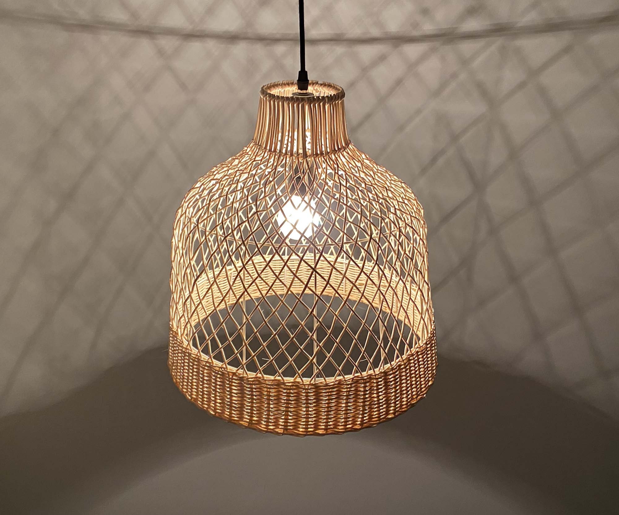 Natural Rattan Basket Pendant Lights Rattan Lighting Rustic Etsy UK
