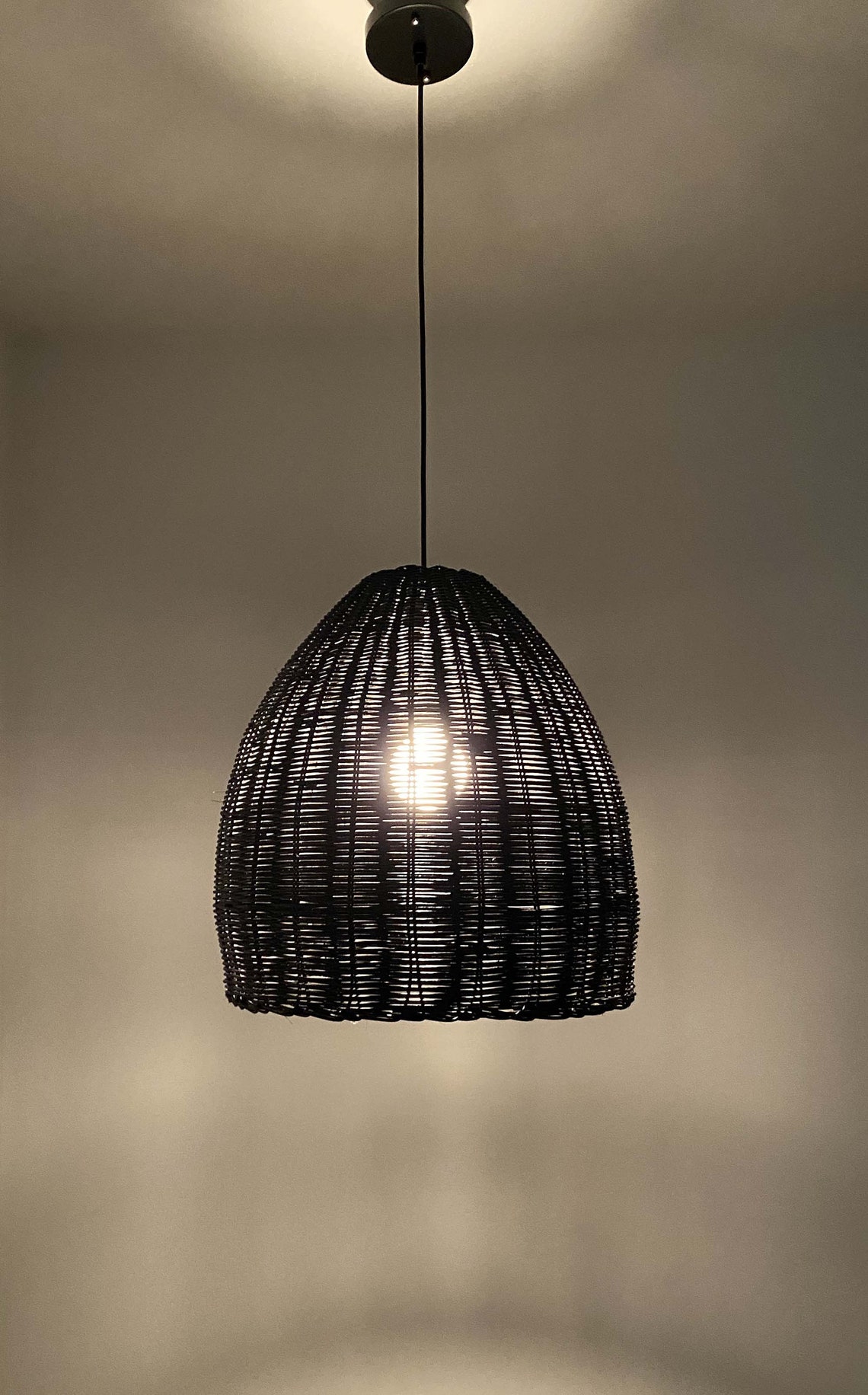 Black or Natural Color Basket LightingHand Woven From Rattan Etsy