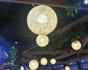Handmade White Paper Rope Globe Pendant Light: Holiday Decor