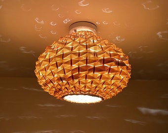 Luminaria empotrada de bambú natural de cono - 11'' de ancho