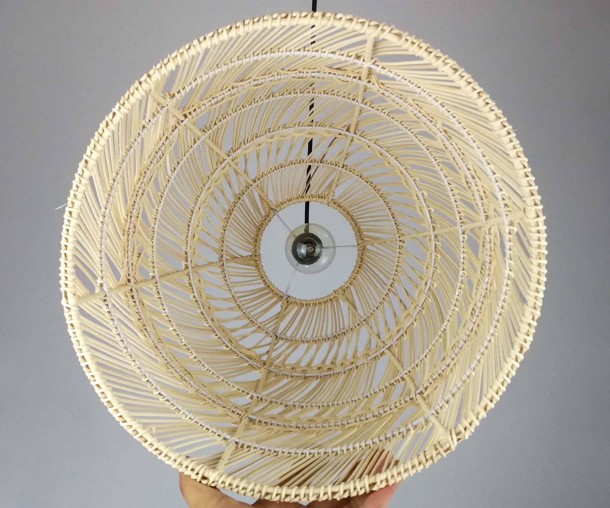 Bell Rattan Pendant Light – Woven Lampshade, Natural Finish (14.5'') - Etsy