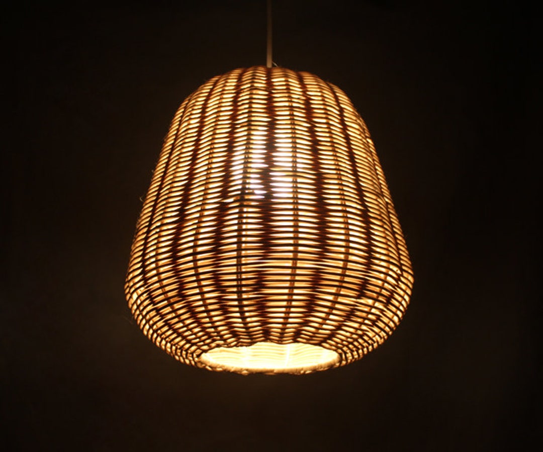 Handwoven Rattan Pendant Light - Natural or Black/brown, 11.5'' Shade ...