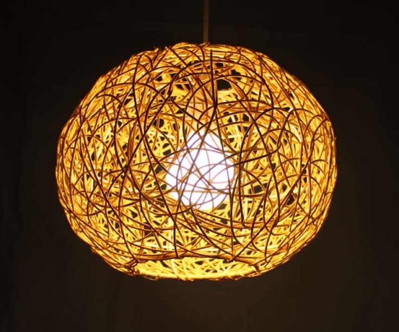 Yellow Rattan Lighting Ball Pendant Lights Lamps Decorative Lamp Fixtures Free Worldwide