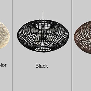 Black Oval Rattan Pendant Light Black Chandelier Lighting Black Rustic Lighting Three Light Bulb Sockets In 110-240V/50-60Hz Natural color