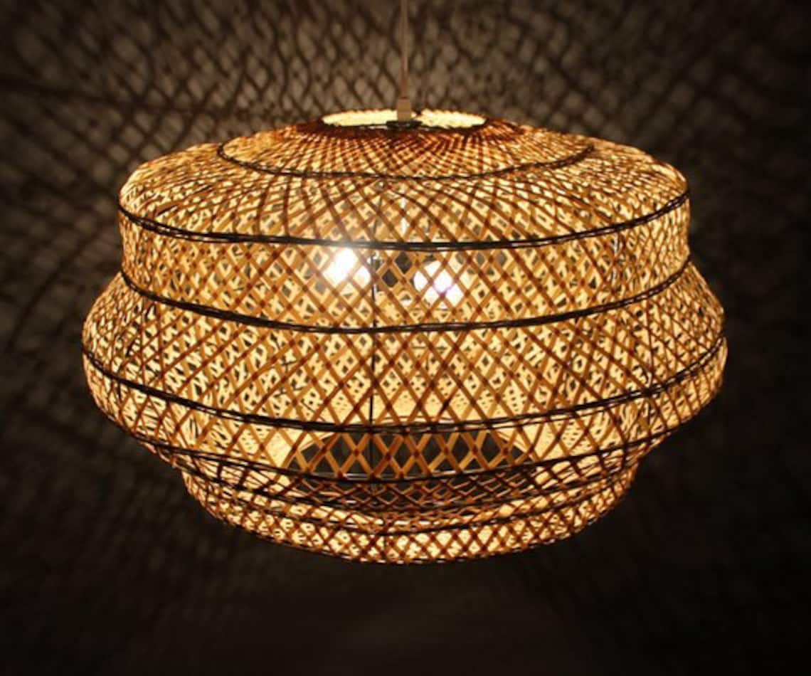 Natural bamboo Lampshade Fixture Bamboo LightingPendant Etsy