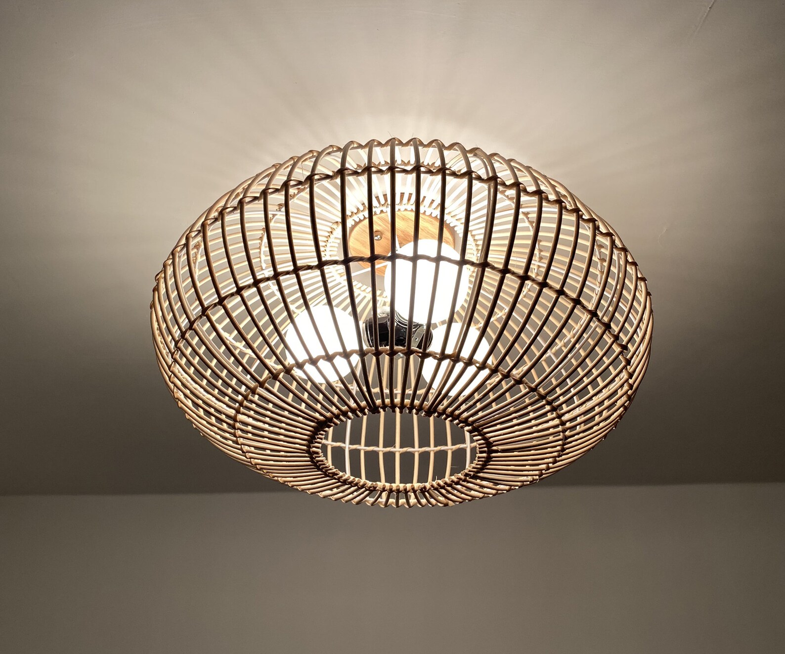 Oval Rattan Flush Mount Lighting Fixture Low Ceiling Lamp - Etsy
