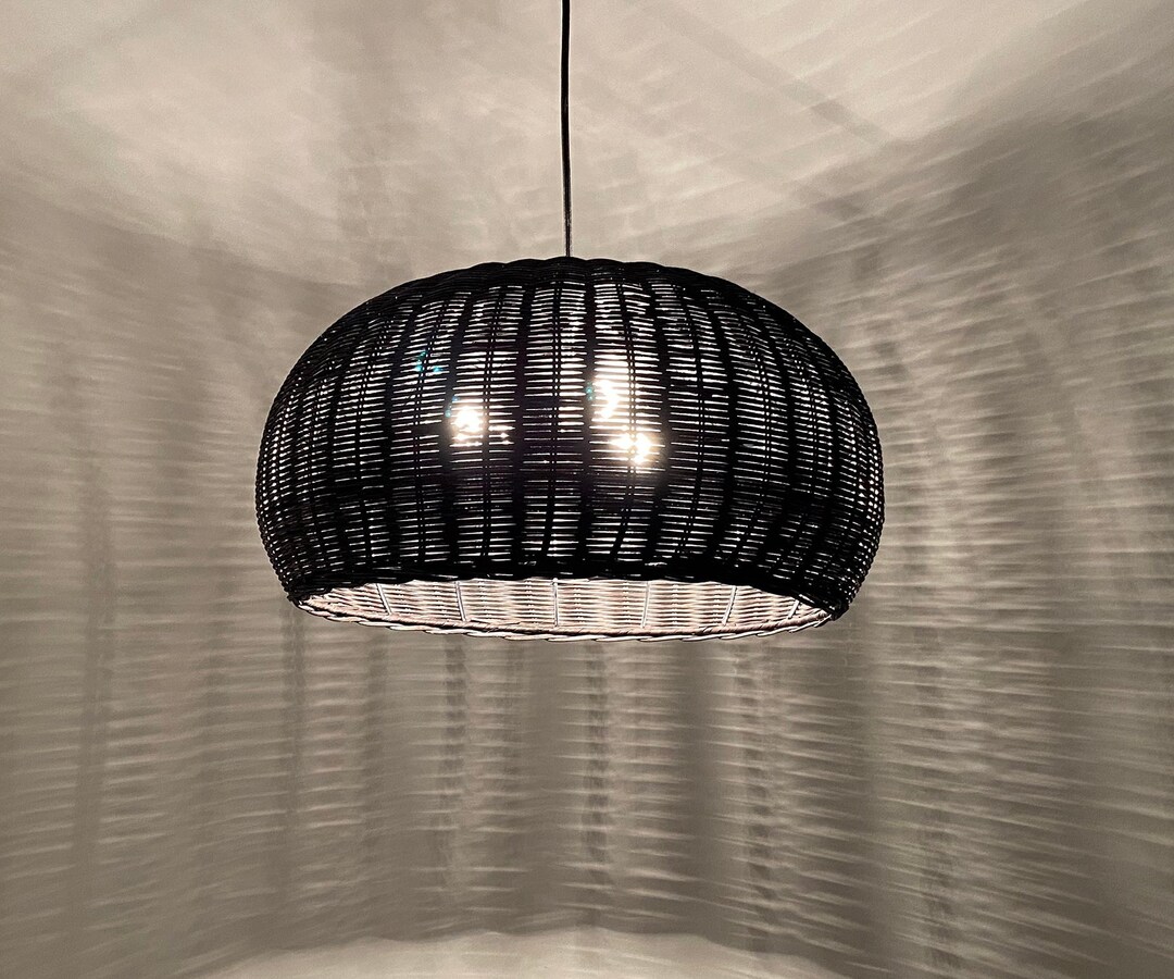 Black Natural Rattan Lighting Fixtures Rattan Pendant Light Black or
