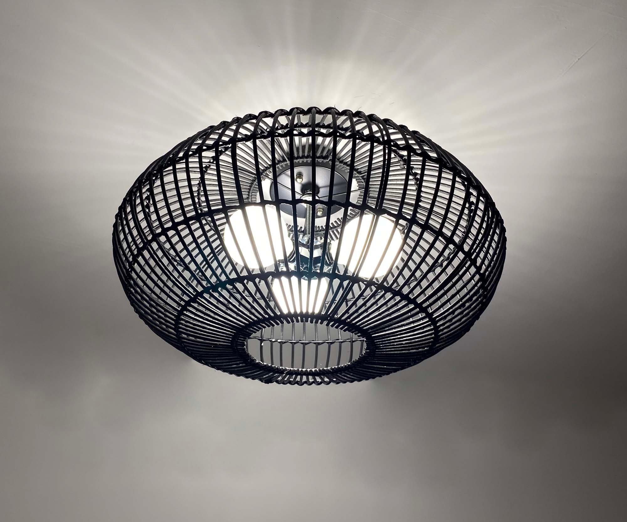 Black Oval Rattan Flush Mount Black Lighting Fixture Low Ceiling