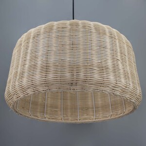 Circular Truncated Cone Shaped Pendant Light Rattan Pendant Light Three Light Bulb Sockets 110-240V/50-60Hz Free Shipping Worldwide Natural rattan color