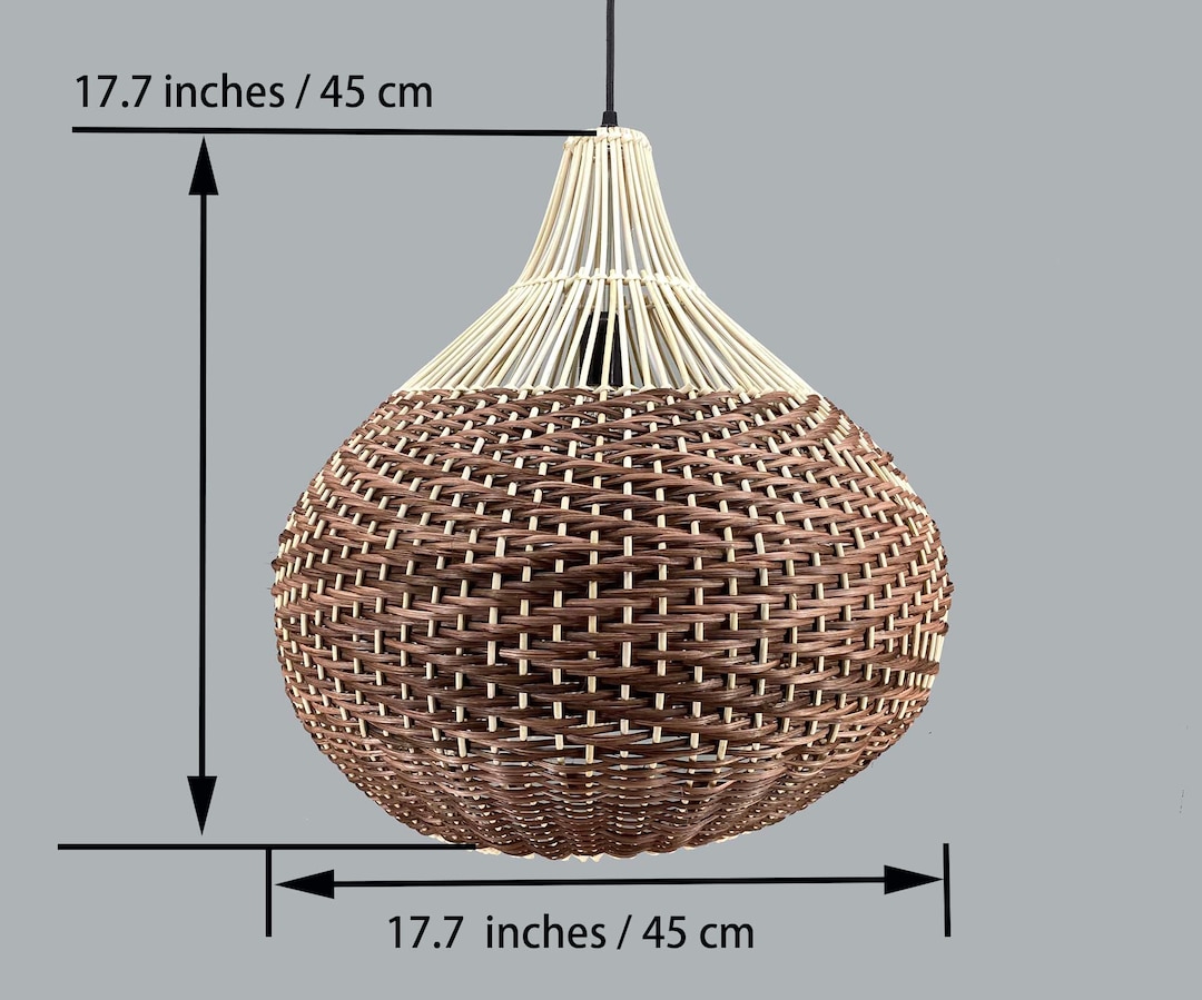 Gourd Rattan Pendant Light - Woven Boho Lampshade, Shade Diameter 17.7 ...