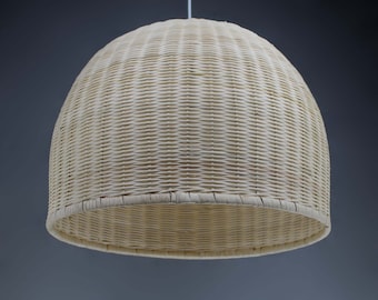 Handwoven Rattan Pendant Light, Bell-Shaped Chandelier