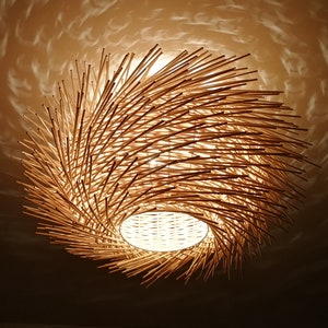 Rattan Flush Mount,Low Ceiling Lighting Fixture,Handmade Ceiling Light,Ceiling Chandelier,Rattan Flush Mount Ceiling Light,Shade Can&#39;t Move