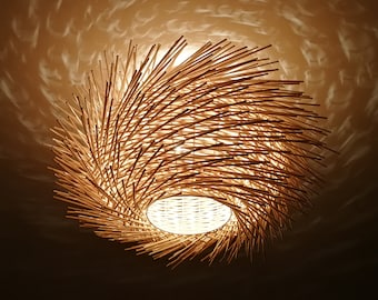 Bird Nest Handmade Rattan Flush Mount Lighting -  Light Like The Milky Way -Rattan Ceiling Lamp -110-240V/50-60Hz -Using Worldwide