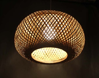 Double-Decker Bamboo Pendant Lights-Decorative Bamboo Lighting - Bamboo Lighting Fixtures - 15.7 ‘’ in Diameter - 110-240V -Free Shipping