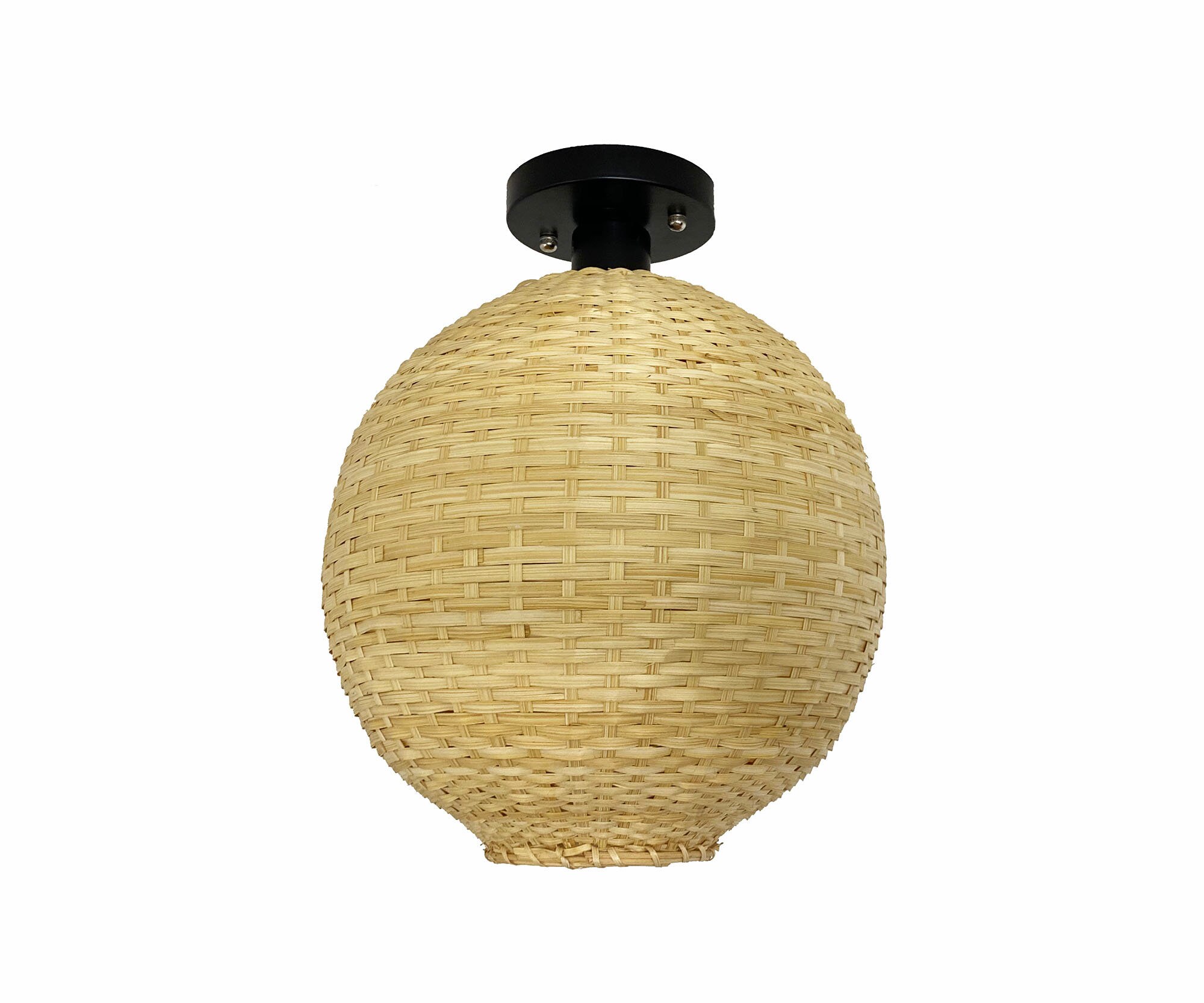 Global Natural Bamboo Flush Mount Ceiling Lighting Fixture Etsy