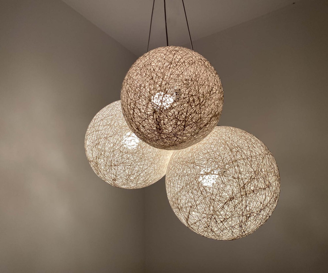 Three White Globe Chandeliers Diameter 40 Cm 45 Cm and 50 Etsy