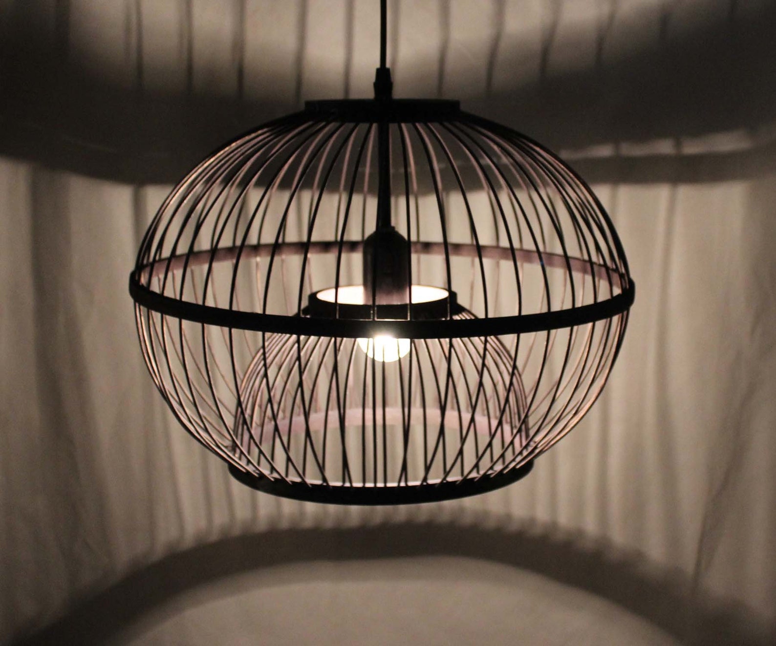 Black or Natural Bamboo Frame Lighting Fixtures Rustic Etsy