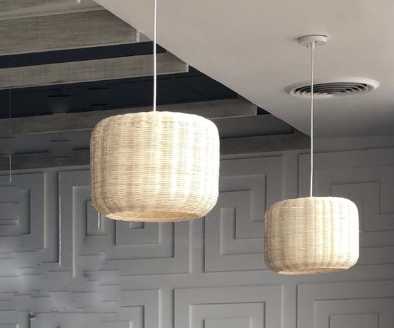 Grey rattan sale light shade