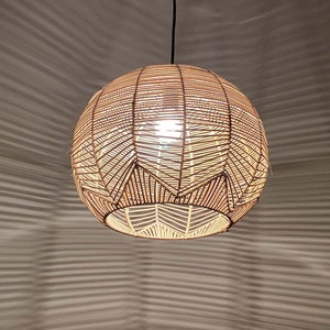 Rattan Pendant Light,Artisan Lighting,Rustic Pendant Light,Rattan Lighting Fixture,Kitchen Island Ceiling Lamp,Handmade Boho Chandelier