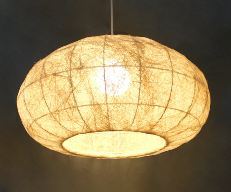 White Palm Bark And Metal Frame Pendant Lights Hanging Image 0