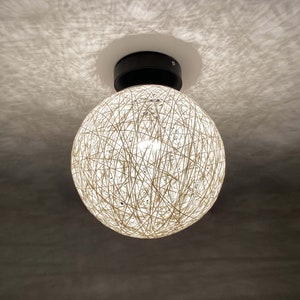 Handwoven Paper Rope Flush Mount Ceiling Light - 9.8&quot; Lampshade