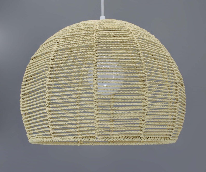 Beige Paper Rope Pendant Light Hand Woven Rope Lighting | Etsy
