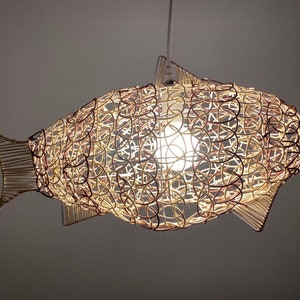 Handwoven Fish Shaped Rattan Pendant Lights - Fish Lighting - Decorative Fish Decoration - Using worldwide - Using Worldwide