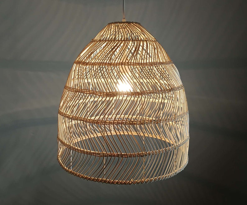 Hand Woven Wavy Rattan Pendant Light Modern Lighting Fixture Etsy
